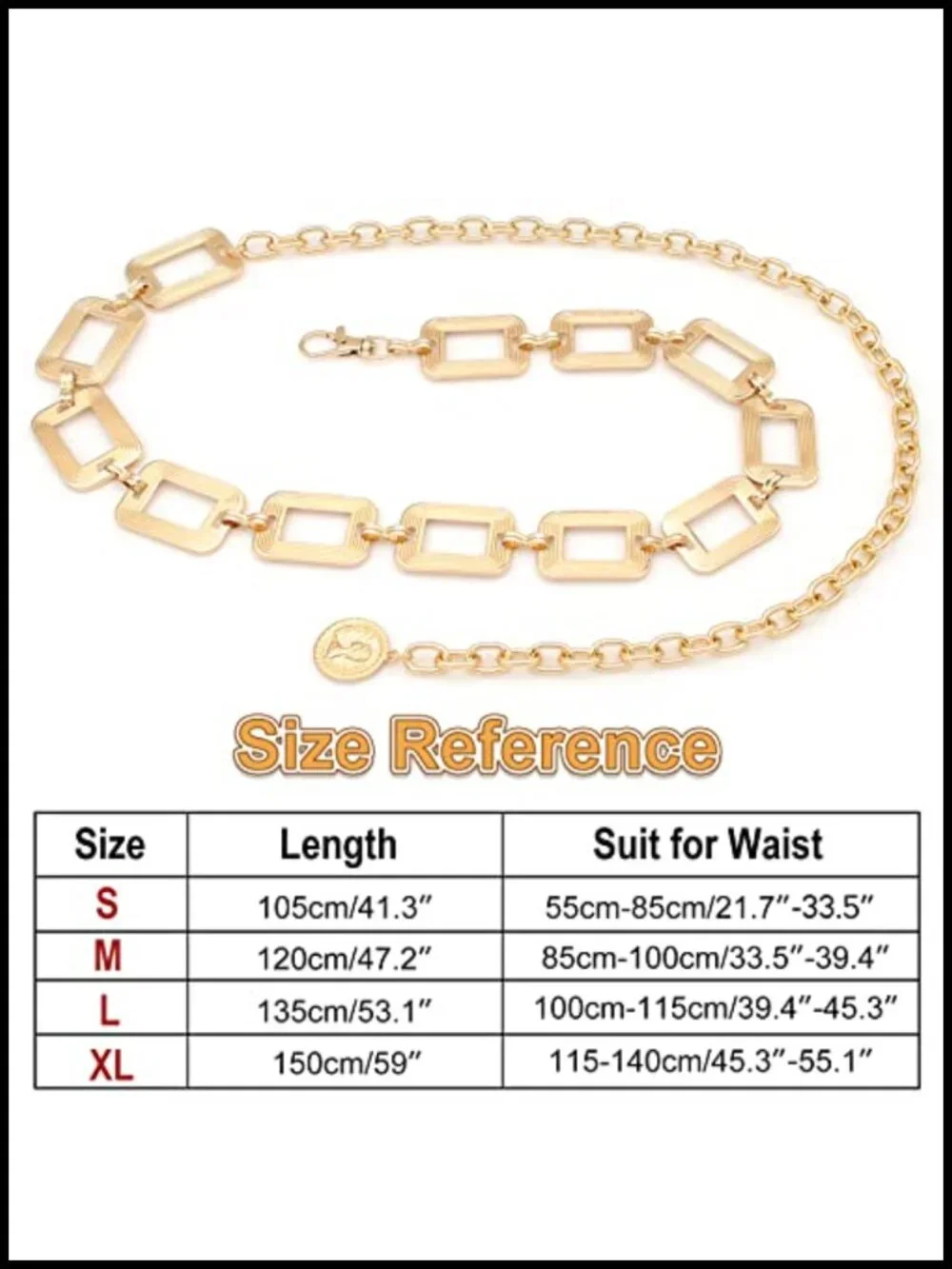 Chunky Link Metal Waist Chain Belt Lobster Clasp Adjustable